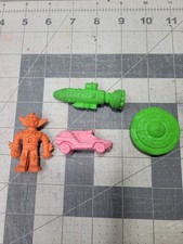 2 Diener 70's Rubber Erasers Lot of 4 Space Alien Ships VTG UFO DARD CETI SHIP