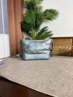 Chanel Iridescent Lambskin Calfskin Quilted Small Gabrielle Hobo Light Purple