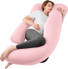 Pregnancy Pillow U Shaped Jumbo Cooling Full Body Removable Cover Light Pink