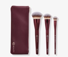 BK Beauty Holy Grail Trio 3PC Makeup Brush Set Signature Luxury Burgundy NEW