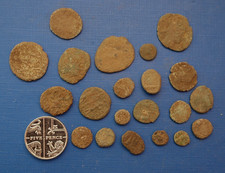 Small Group of Roman Grot Dug-up Coins Metal Detector Found from Ancaster Lincs.