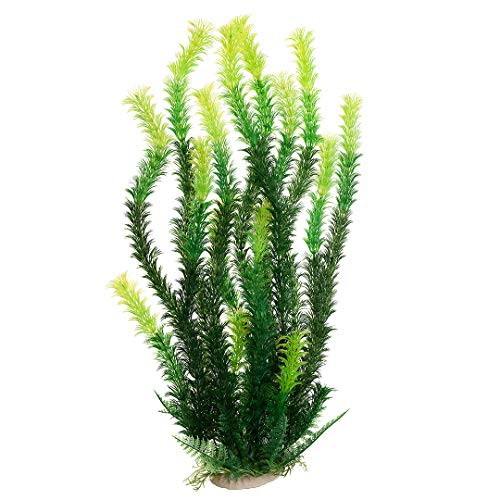 17" Plastic Water Plant for Aquarium Fish Tank Ornament, Rhodo Green