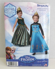 Simplicity 0748 Frozen Anna Elsa Princess Costumes Pattern Girls' 3-8 Uncut