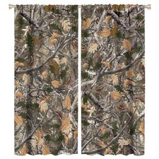 Forest Camo Window Curtains, Camouflage Oak 20"W x 44"L Pack of 2 Camo-11
