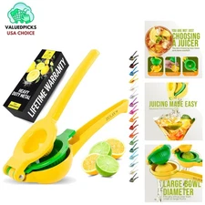 Effortless Lemon & Lime Squeezer - Durable 2-in-1 Manual Juicer - Space-Saving