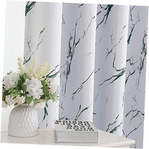 100% Blackout Curtains 63 inch Length 2 Panels Set Marble Designs Printed