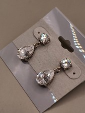 925 Sterling Silver Cubic Zirconia Pierced Dangle Drop Earrings