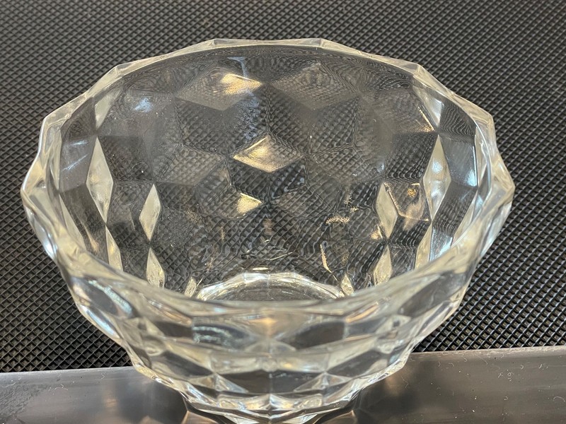 Vintage Fostoria American cubist glass serving Bowl Glass MCM decorative dish