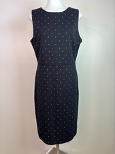 Old Navy Sheath Dress Medium Black Polka Dot Sleeveless Knee-Length Stretch