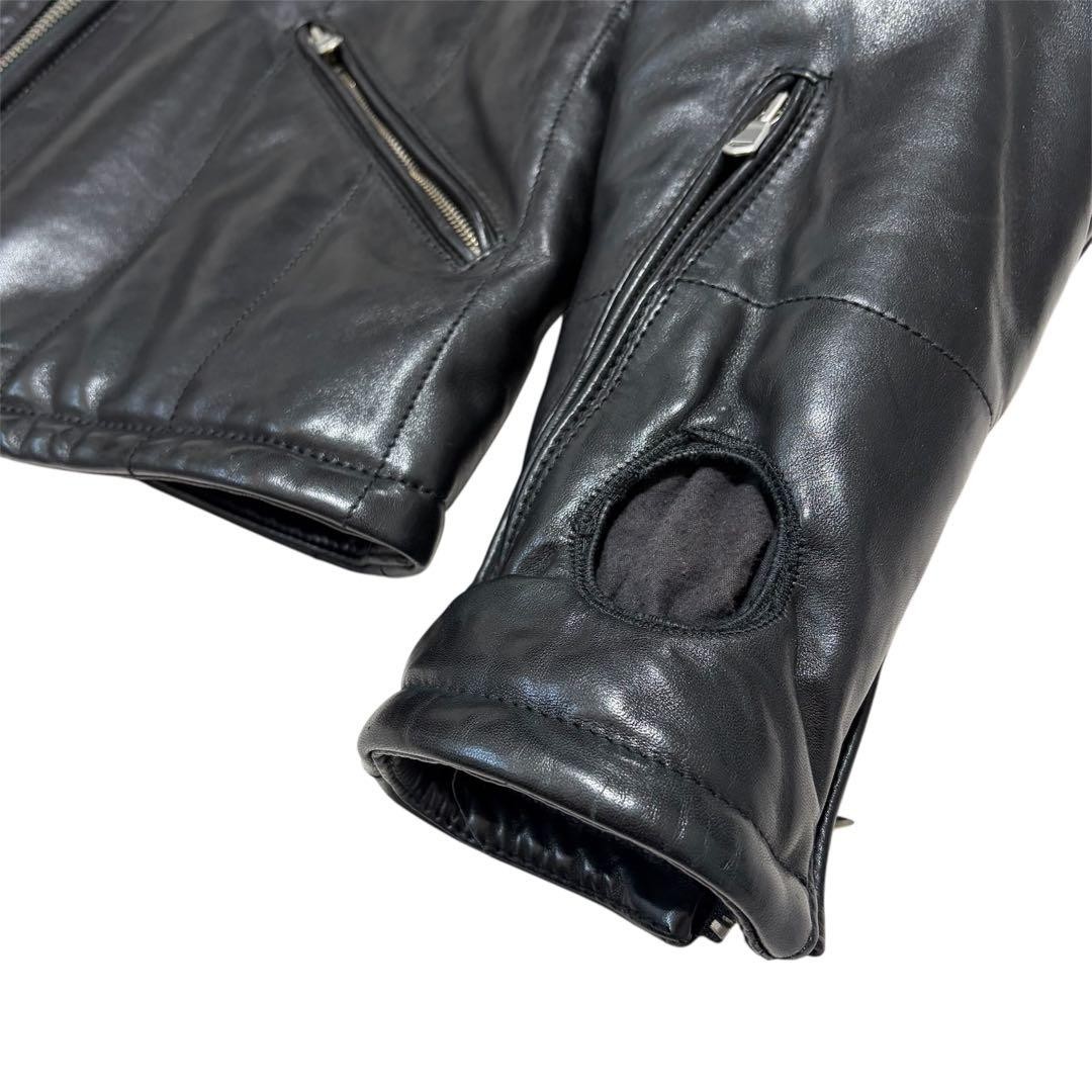 CP Company Leather Jacket Black D Pocket Vintage Size 50 Used thumbnail 4
