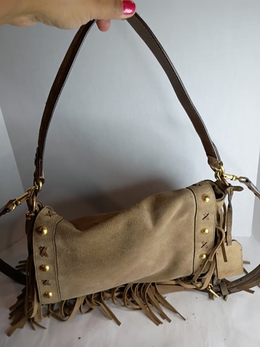 Borsa a tracolla Lauren Ralph Lauren marrone marrone marrone scamosciato frange boho western - Foto 15 di 15
