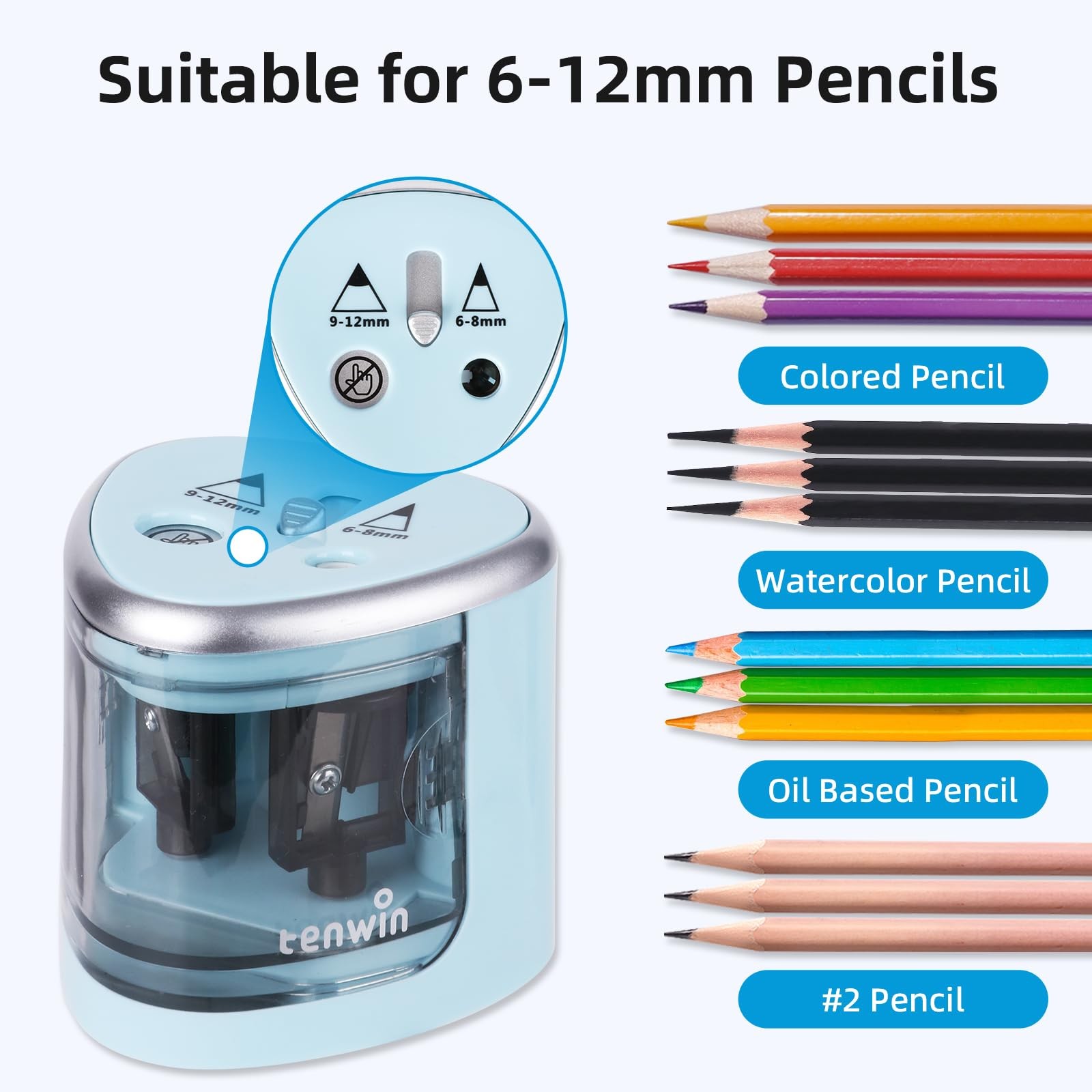 Taille-crayon électrique double trou noir à piles pour bureau - 2
