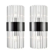 Crystal Wall Sconces Set of Two Modern Titanium Black Crystal Sconces Wall Li...
