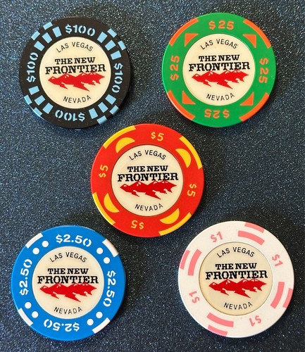 $100,25,5,2.50,1: 5 Chip Set New Frontier  Casino Chip Las Vegas NV