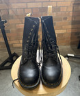 Dr. Martens Men's 1490 Black Leather Lace-Up Combat Boots Round Toe US 12