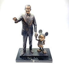 Walt Disney & Mickey Mouse Cold Cast Bronze P...