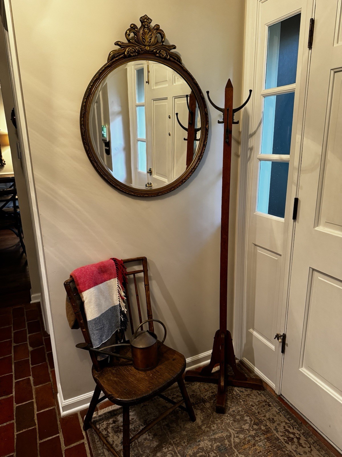 Vintage 1950's Industrial Wood Coat Tree Hat Rack Transitional