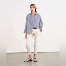 Nili Lotan Cotton Cropped Military Pants in Eggshell - 6