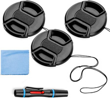 37Mm Lens Cap Bundle, 3 Pack Universal Snap on Front Centre Pinch Lens Cover Set