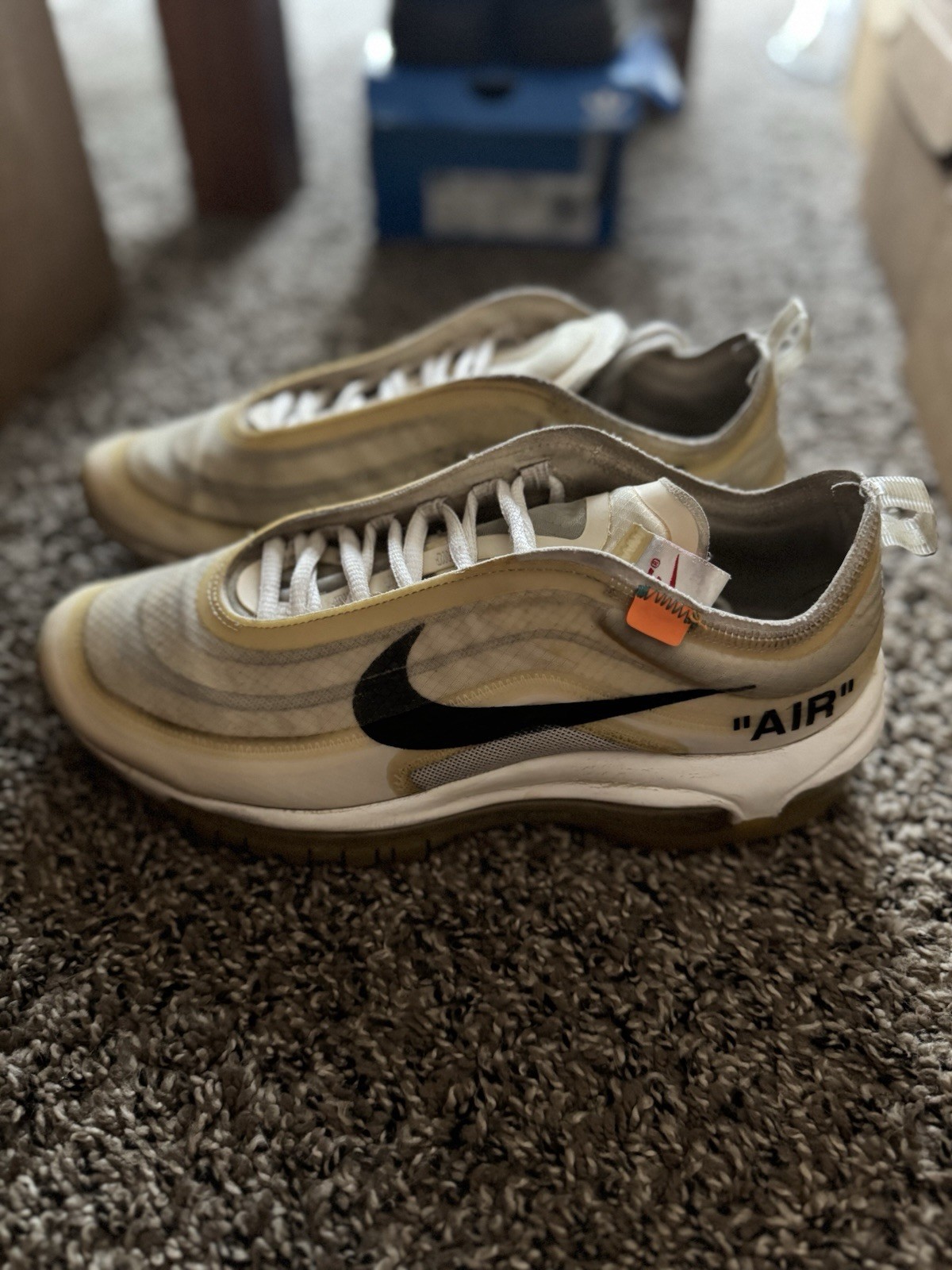 OFF WHITE X NIKE Taglia 7 Donna Nike Off White x Air Max 97 OG The Ten fortemente indossate senza solette