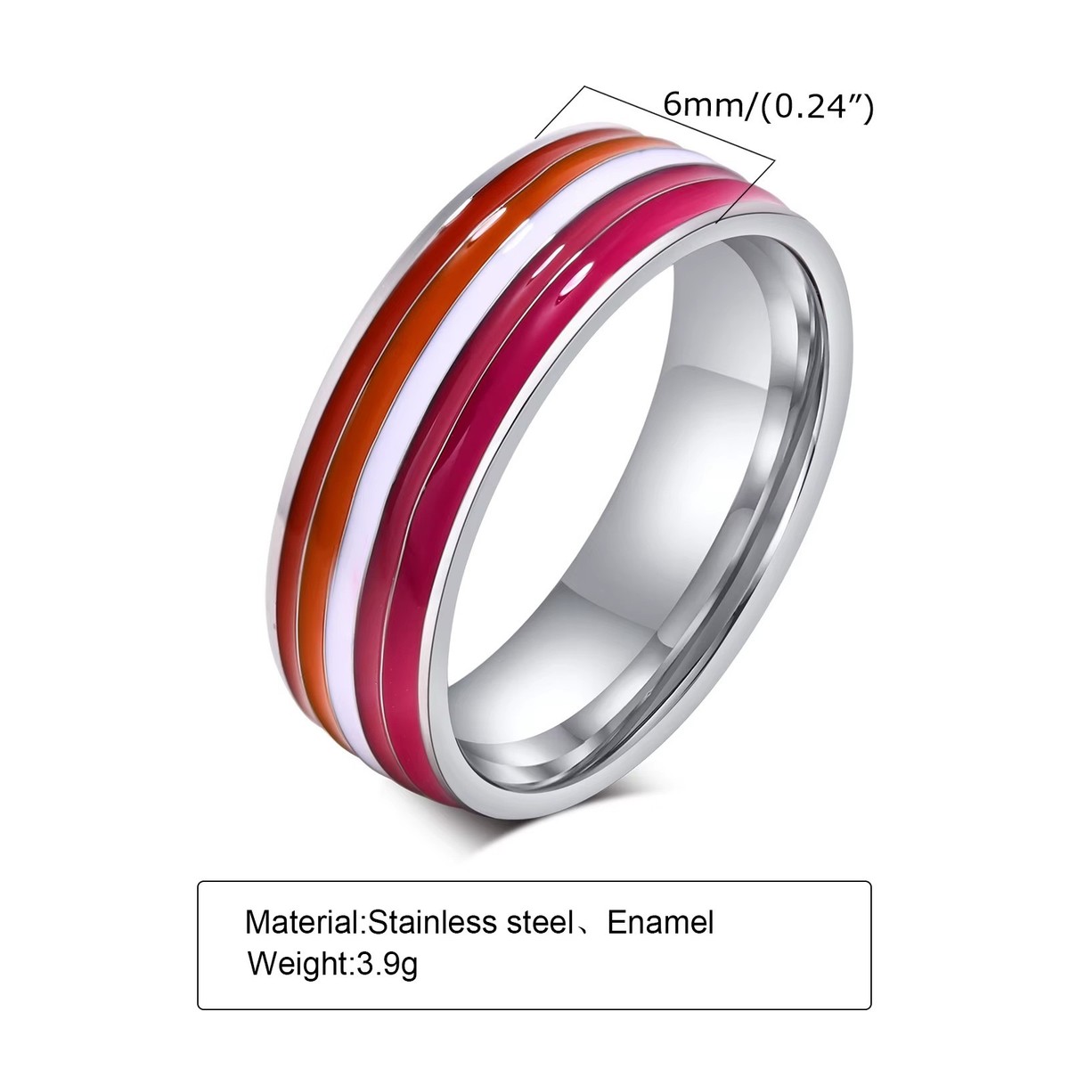 Stainless Steel Enamel Pride Rings | LGBTQ+ Engagement Aroace