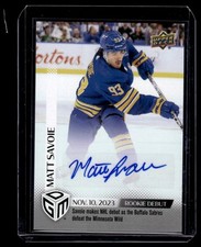 Matt Savoie Rookie #20 2023-24 Upper Deck Game Dated Moments Buffalo Sabres Auto