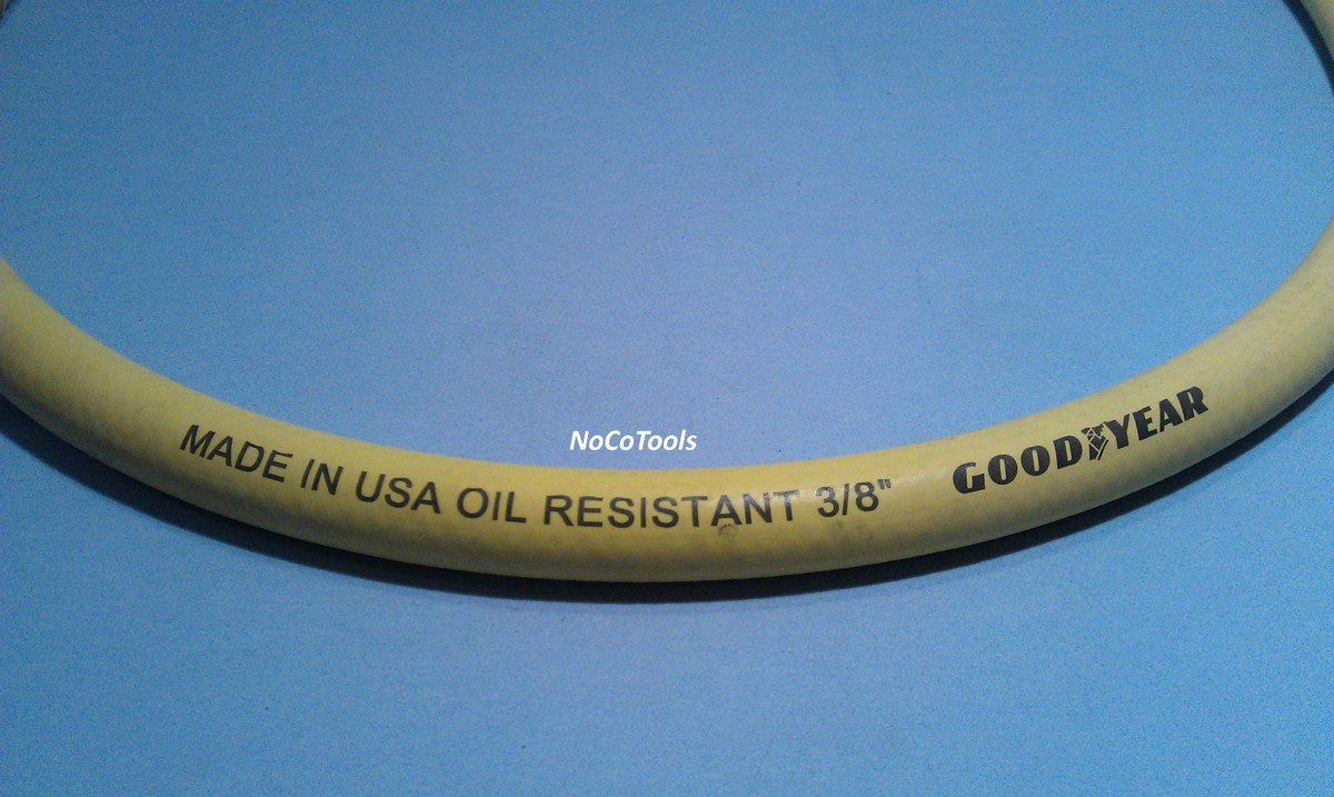 Goodyear USA 1 Foot 3/8" Oil-Resistant Rubber Air Hose - 250 PSI Pigtail Whip With 3/8 NPT