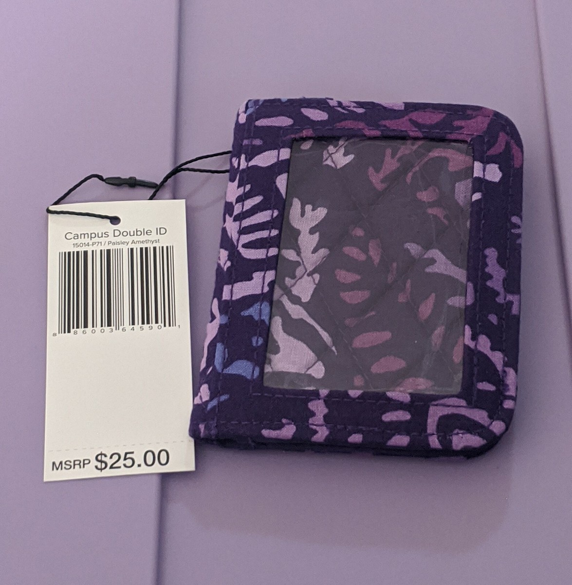 Vera Bradley Paisley Amethyst Campus Double ID Purple V-16 NEW | eBay