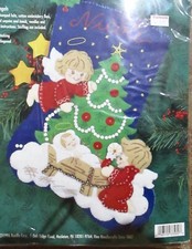 NEW Bucilla Felt Sequins Beads Christmas Stocking Kit Nativity Angels 33589