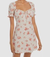 109 Bardot Women's Beige Lucita Floral Mini Dress Size EU 40 / US 8