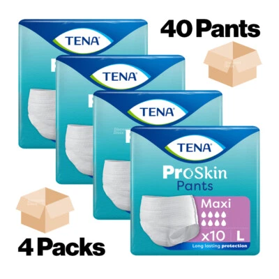 TENA ProSkin Pants Maxi Large - 4 Packs of 10 - Adult Incontinence Pull Up Pants