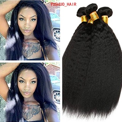 Kinky Straight Hair Weave 4bundles 200g Virgin Weft Indian Human