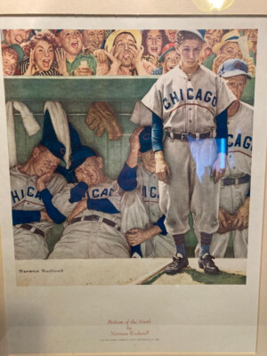 VTG Norman Rockwell Lithograph BOTTOM OF THE NINTH CHICAGO Framed