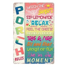 Funny Porch Metal Signs Porch Rules Tin Sign Porch Yard Garden Shed Decor Gar...