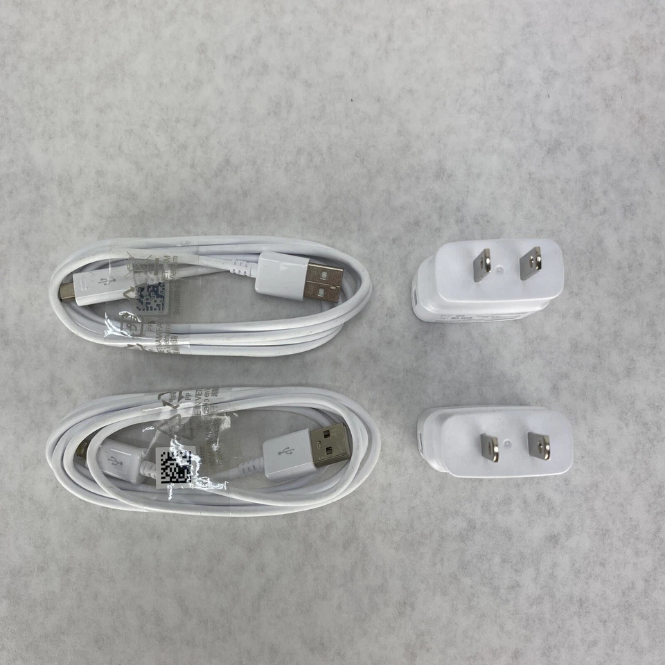 Lote de 2 cargadores de pared OEM Samsung ETAOU61JWE 2.0 amperios y cable ECB-DU4EWE de 5 pies Foto 2 de 4