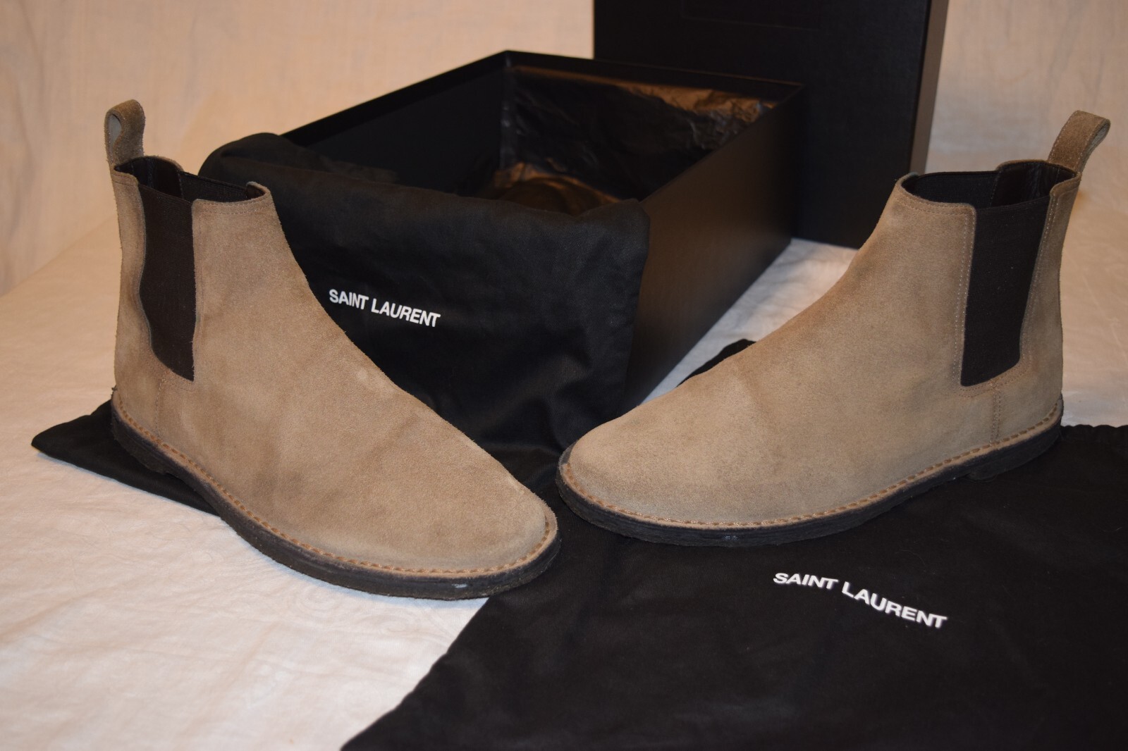 Stivali Saint Laurent Oren Chelsea Designer EU 43 Sigaro Impermeabili Pelle scamosciata