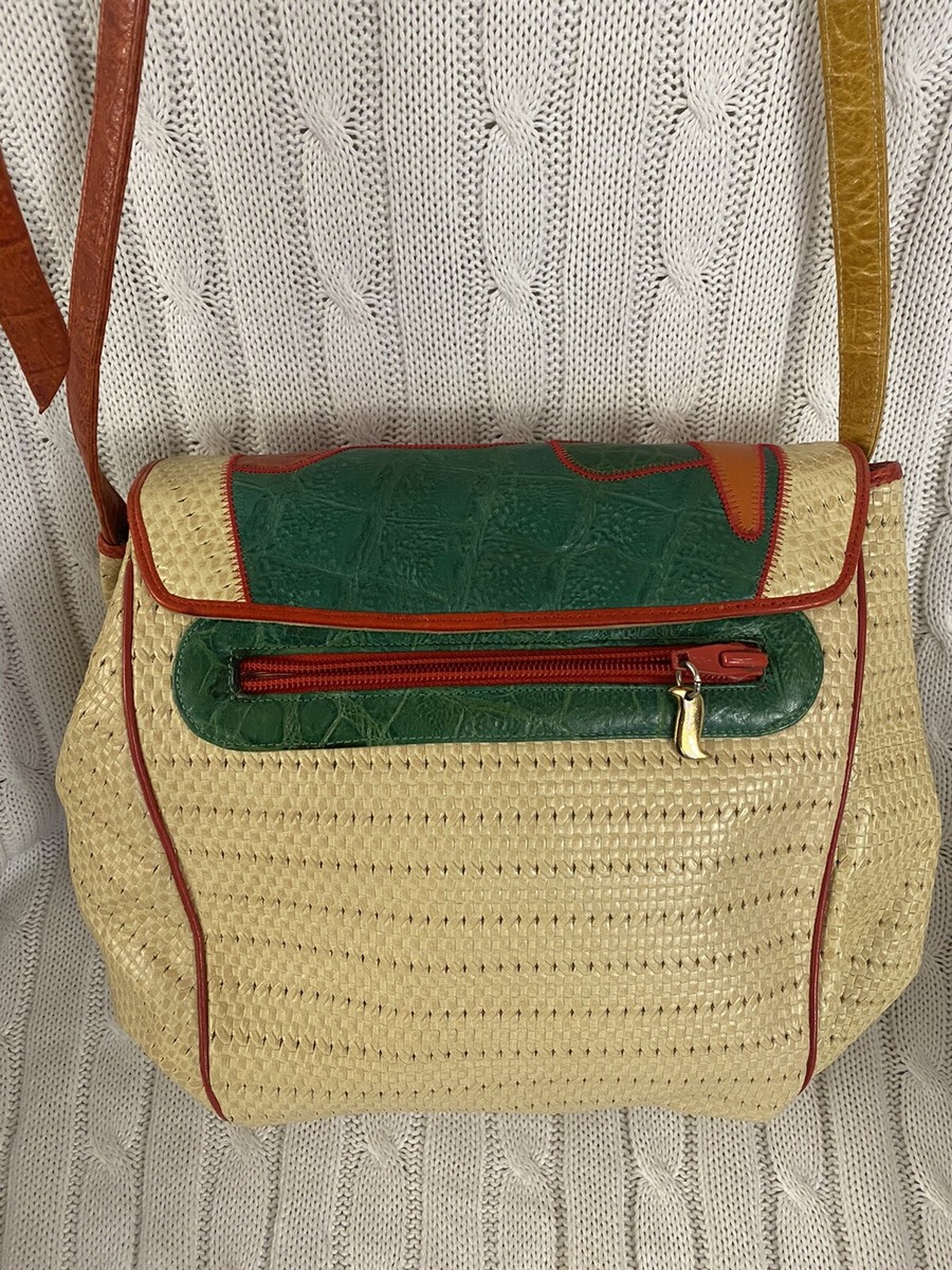 VINTAGE SHARIF Color Block LIZARD CROC LEATHER PATCHWORK  display picture 1