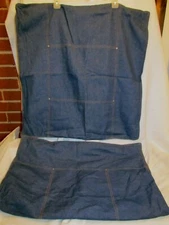 Dockers Blue Denim Throw Pillows Bedding TWO VINTAGE 25 x 27 SQUARE Button