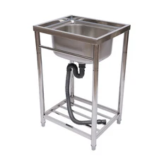 Stainless Steel Commercial Utility Sink Kitchen Sink 1 Compartment Freestanding