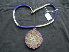 VINTAGE NATIVE AMERICAN BEADED MEDALLION NECKLACE, ROSETTE, OTT-0621 05591