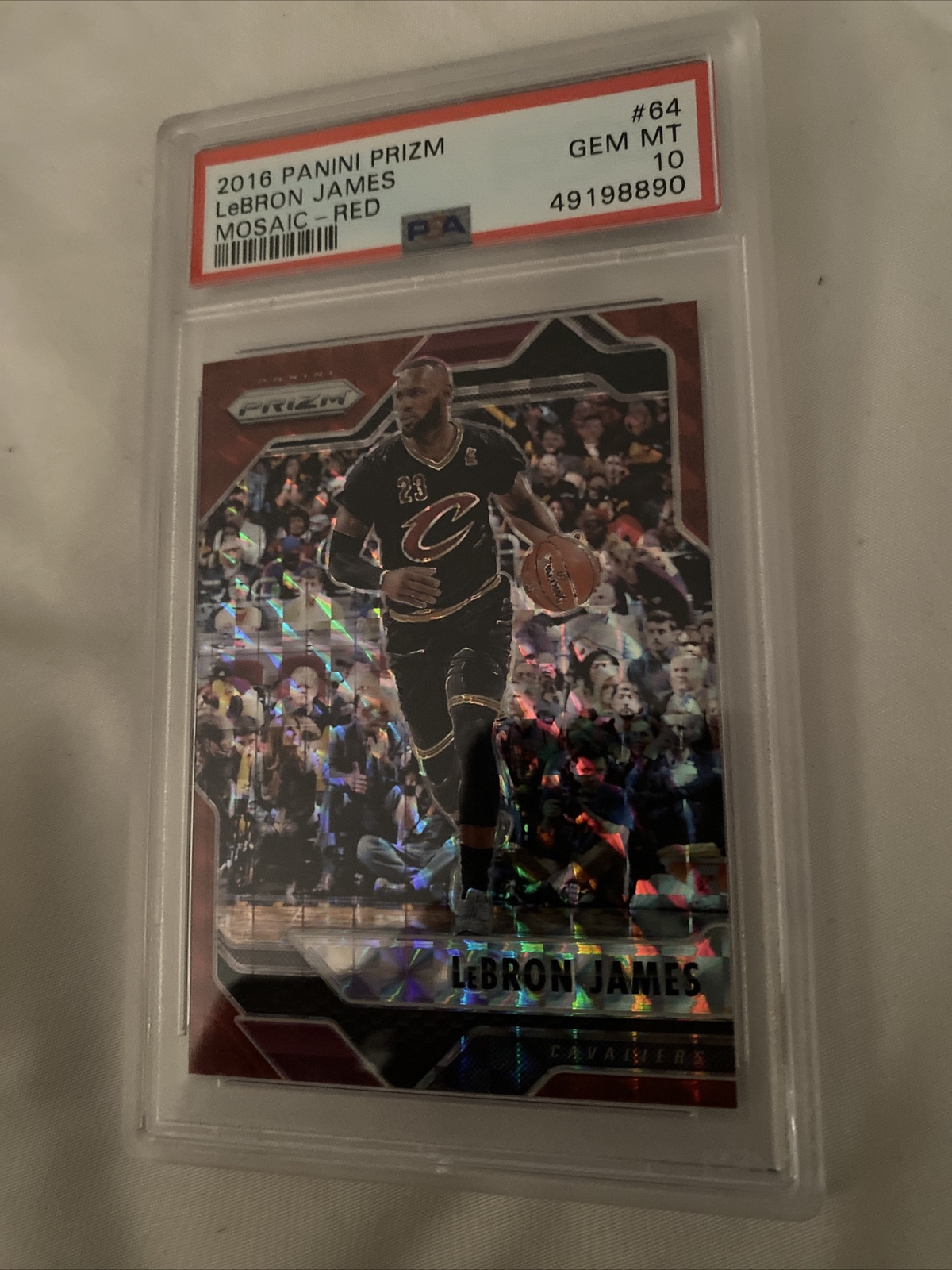 2016 PANINI PRIZM MOSAIC RED LEBRON JAMES #64 PSA 10 GEM MINT