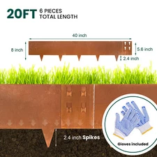 8-INCH Garden Landscape Edging Corten Steel Edging Rusted Metal Yard Lawn Border
