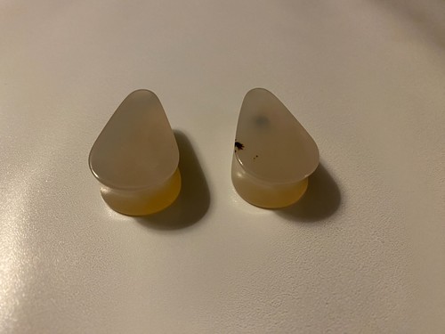 1 Inch Turtlestone Double Flare Montana Moss Agate Teardrop Stone Plugs