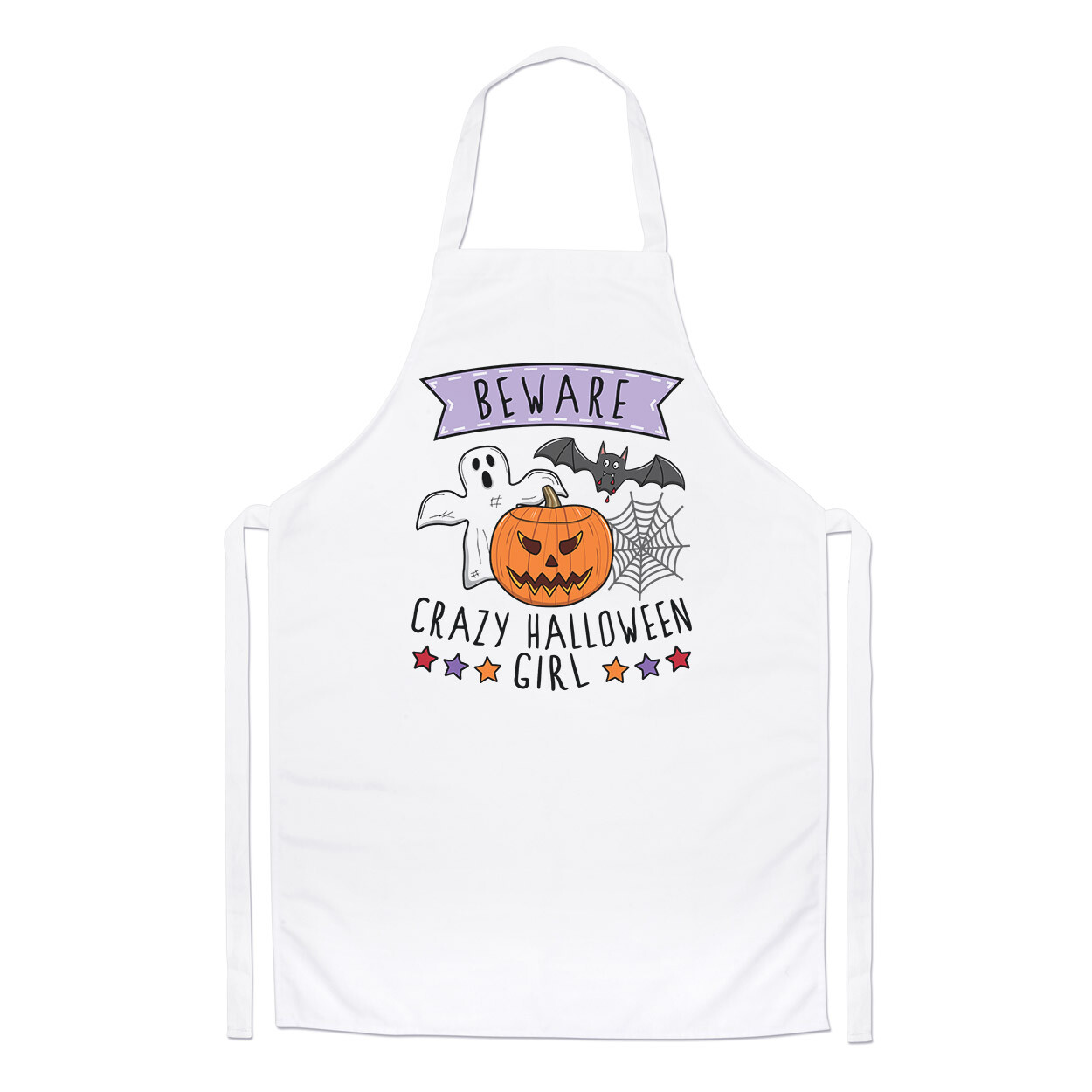 Beware Crazy Halloween Girl Chefs Apron Ghost Pumpkin Daughter Funny Cooking