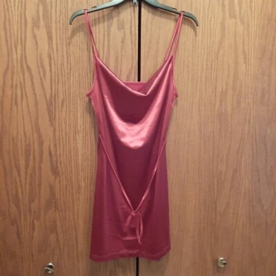 NEW Zaful Women Strap Satin Dress Bodycon Sleeveless Wine Red