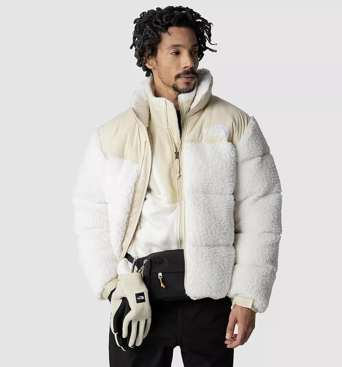 The North Face Nuptse High Pile Down Puffer Jacket in Black