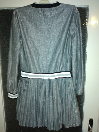 Vestito bambina (8/10 anni) elasticizzato (vita/maniche) argentato e luccicante - Foto 3 di 12