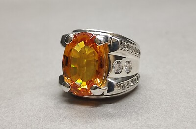 Tiefgelber Citrin Ring 925 Sterling Silber Handarbeit Herrenring Geschenk für Ihn