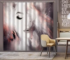 3D Watercolor Eyes Girl ZHUA1235 Photo Curtain Window Blockout Fabric Amy 2023