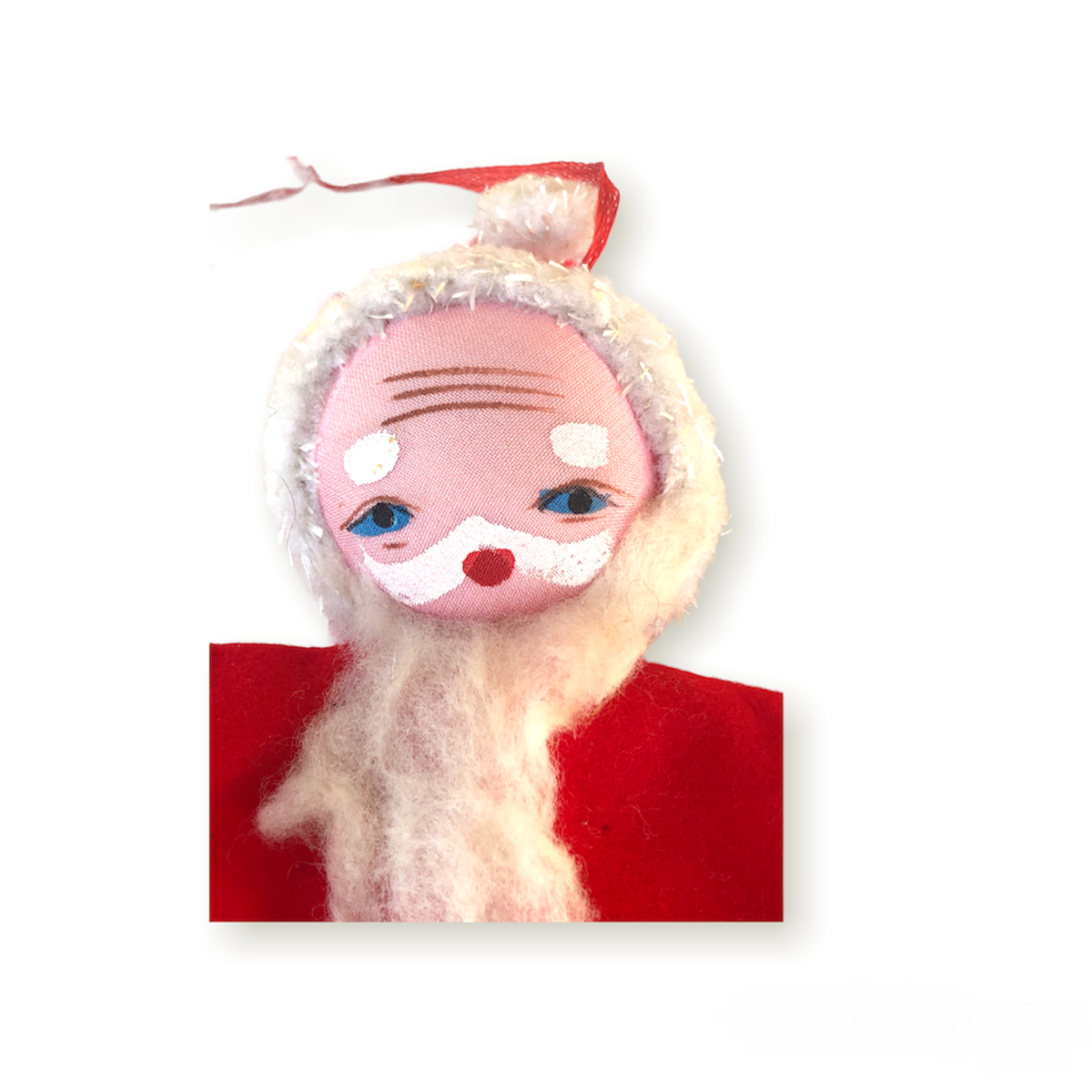 Vintage 1950's Santa Claus Large Felt Ornament Handpainted Japan 7